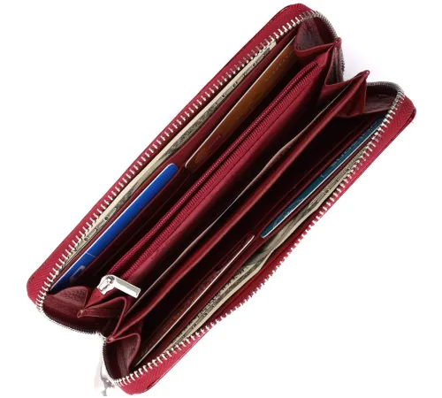 Жіночий гаманець лакований на блискавці з натуральної шкіри ST Leather 22677 Червоний