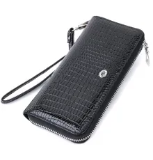 Лакований жіночий гаманець на блискавці із натуральної шкіри ST Leather 22678 Чорний