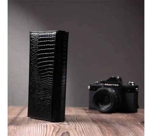 Жіночий гаманець із натуральної лакованої шкіри ST Leather 22679 Чорний