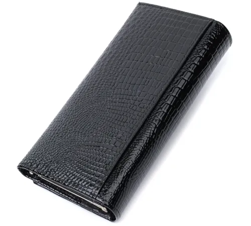 Жіночий гаманець із натуральної лакованої шкіри ST Leather 22679 Чорний