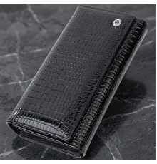 Лакований шкіряний гаманець з блоком для кредитних карток ST Leather 22683 Чорний