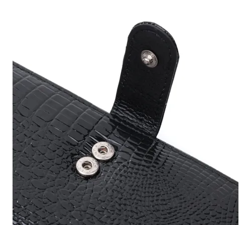 Лакований шкіряний гаманець з блоком для кредитних карток ST Leather 22683 Чорний