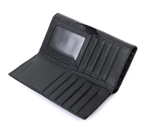 Лакований шкіряний гаманець з блоком для кредитних карток ST Leather 22683 Чорний