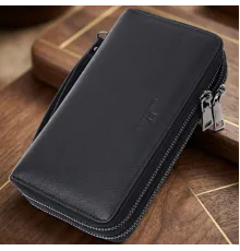 Чоловічий шкіряний клатч для карток купюр та документів ST Leather 22684 Чорний