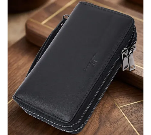 Чоловічий шкіряний клатч для карток купюр та документів ST Leather 22684 Чорний
