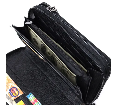 Чоловічий шкіряний клатч для карток купюр та документів ST Leather 22684 Чорний