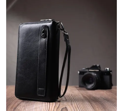 Чоловічий шкіряний клатч для карток купюр та документів ST Leather 22684 Чорний