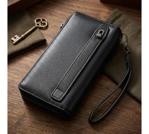 Чоловічий шкіряний клатч для карток купюр та документів ST Leather 22684 Чорний