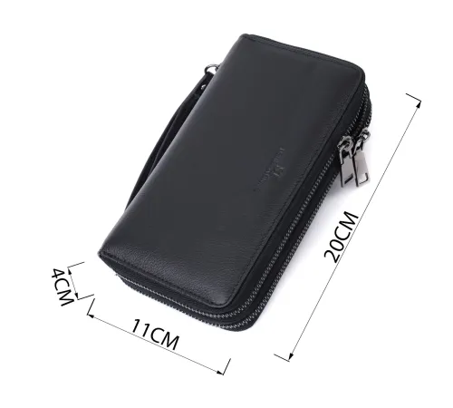 Чоловічий шкіряний клатч для карток купюр та документів ST Leather 22684 Чорний