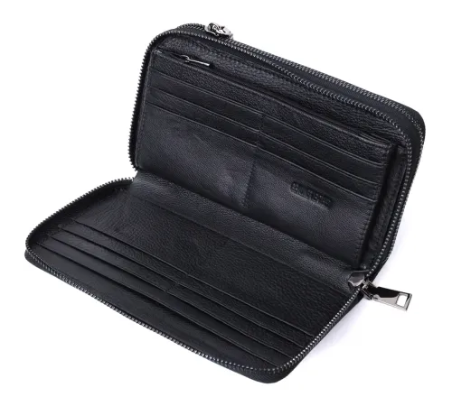 Чоловічий шкіряний клатч для карток купюр та документів ST Leather 22684 Чорний