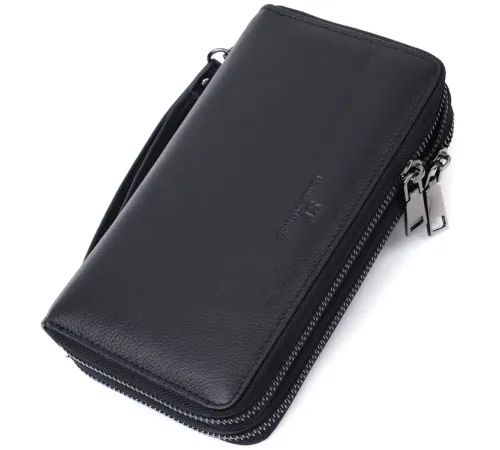 Чоловічий шкіряний клатч для карток купюр та документів ST Leather 22684 Чорний