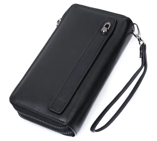 Чоловічий шкіряний клатч для карток купюр та документів ST Leather 22684 Чорний