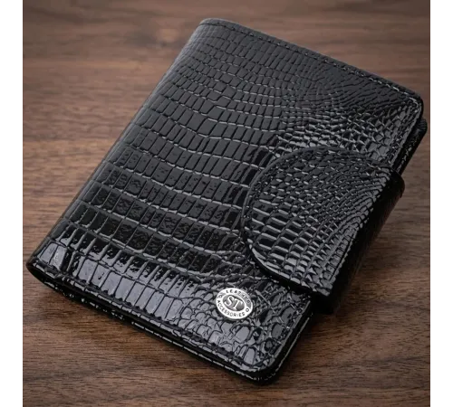 Гаманець для жінок середнього розміру з натуральної шкіри ST Leather 22686 Чорний