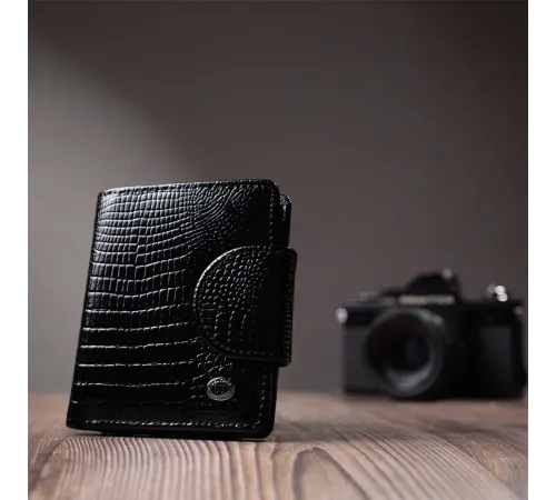 Гаманець для жінок середнього розміру з натуральної шкіри ST Leather 22686 Чорний