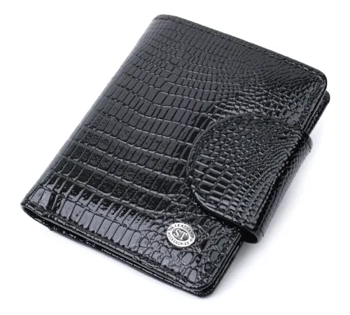 Гаманець для жінок середнього розміру з натуральної шкіри ST Leather 22686 Чорний