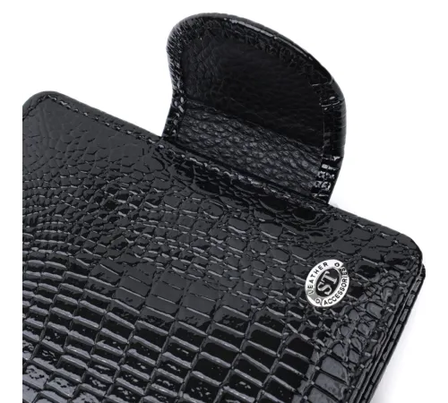 Гаманець для жінок середнього розміру з натуральної шкіри ST Leather 22686 Чорний
