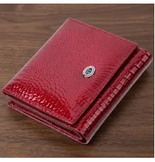 Компактний гаманець для жінок з натуральної шкіри лакованої ST Leather 22687 Червоний
