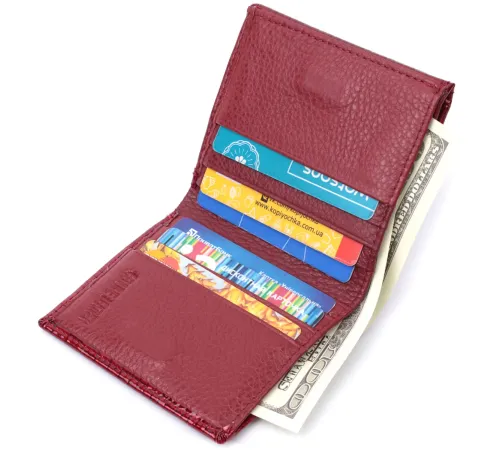 Компактний гаманець для жінок з натуральної шкіри лакованої ST Leather 22687 Червоний