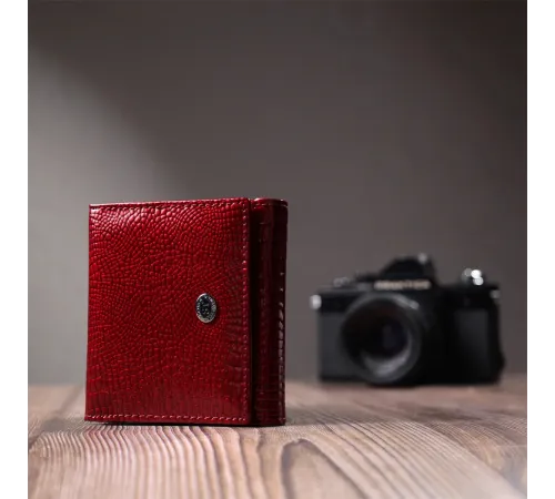 Компактний гаманець для жінок з натуральної шкіри лакованої ST Leather 22687 Червоний