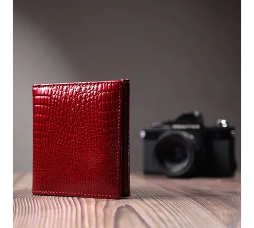 Компактний гаманець для жінок з натуральної шкіри лакованої ST Leather 22687 Червоний