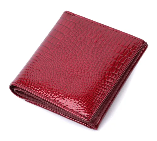 Компактний гаманець для жінок з натуральної шкіри лакованої ST Leather 22687 Червоний