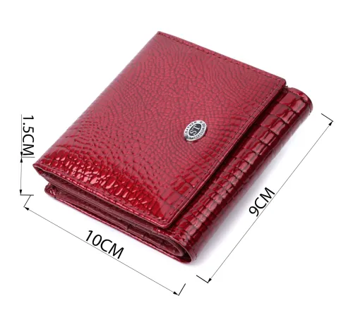 Компактний гаманець для жінок з натуральної шкіри лакованої ST Leather 22687 Червоний
