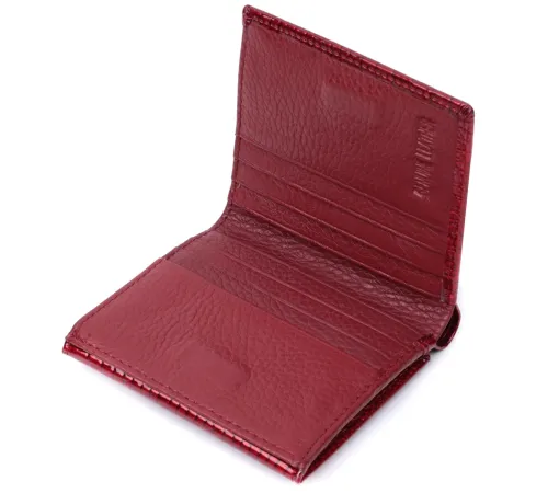 Компактний гаманець для жінок з натуральної шкіри лакованої ST Leather 22687 Червоний