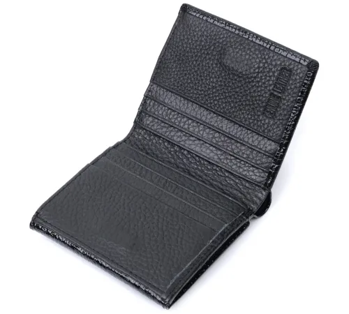 Компактний жіночий гаманець з натуральної лакованої шкіри ST Leather 22688 Чорний