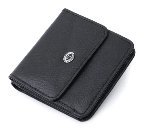 Жіночий шкіряний гаманець для карток купюр та монет ST Leather 22690 Чорний