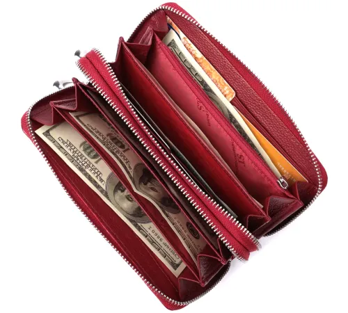 Фактурний клатч на два відділення з лакованої натуральної шкіри ST Leather 22692 Червоний