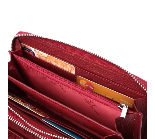 Фактурний клатч на два відділення з лакованої натуральної шкіри ST Leather 22692 Червоний