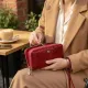 Фактурний клатч на два відділення з лакованої натуральної шкіри ST Leather 22692 Червоний