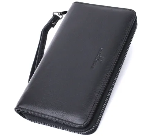 Чоловічий клатч із блоком для карт з натуральної шкіри ST Leather 22694 Чорний