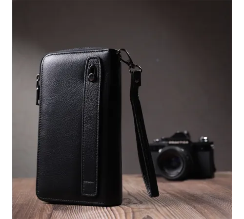 Чоловічий клатч із блоком для карт з натуральної шкіри ST Leather 22694 Чорний