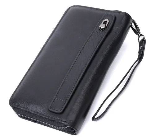 Чоловічий клатч із блоком для карт з натуральної шкіри ST Leather 22694 Чорний