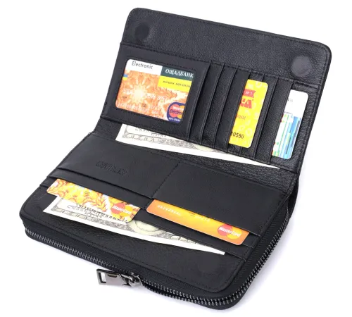 Чоловічий клатч із блоком для карт з натуральної шкіри ST Leather 22694 Чорний