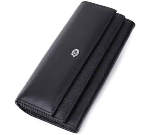 Жіночий шкіряний гаманець для карток купюр та монет ST Leather 22696 Чорний