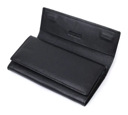 Жіночий шкіряний гаманець для карток купюр та монет ST Leather 22696 Чорний