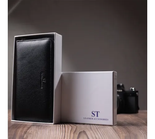 Красивий клатч унісекс на одне відділення з натуральної шкіри ST Leather 22697 Чорний