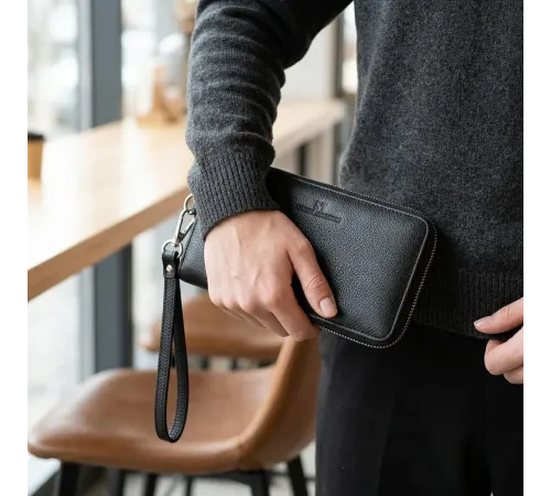 Красивий клатч унісекс на одне відділення з натуральної шкіри ST Leather 22697 Чорний