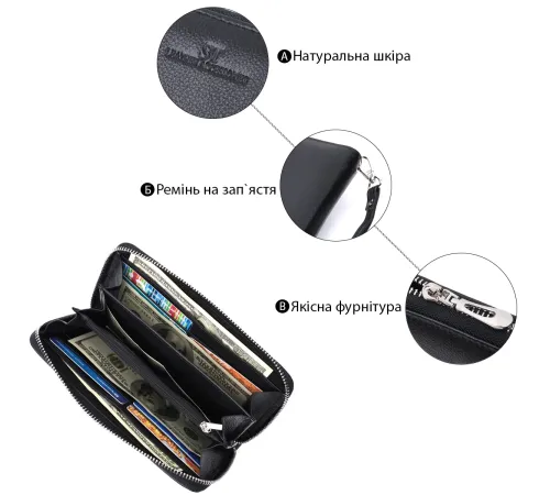 Красивий клатч унісекс на одне відділення з натуральної шкіри ST Leather 22697 Чорний