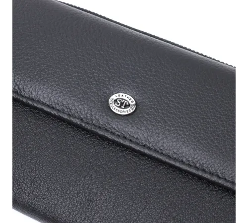 Жіноче портмоне з блоком для карт з натуральної шкіри ST Leather 22698 Чорний
