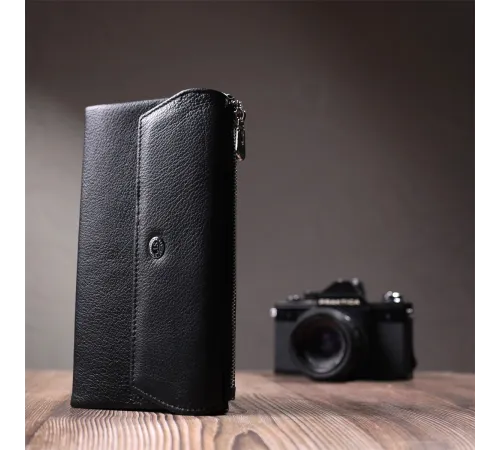 Жіноче портмоне з блоком для карт з натуральної шкіри ST Leather 22698 Чорний