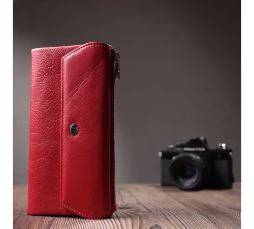 Портмоне для жінок з блоком для карт з натуральної шкіри ST Leather 22699 Червоний