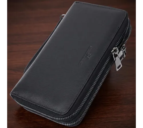 Стильний чоловічий клатч на два відділення із натуральної шкіри ST Leather 22700 Чорний