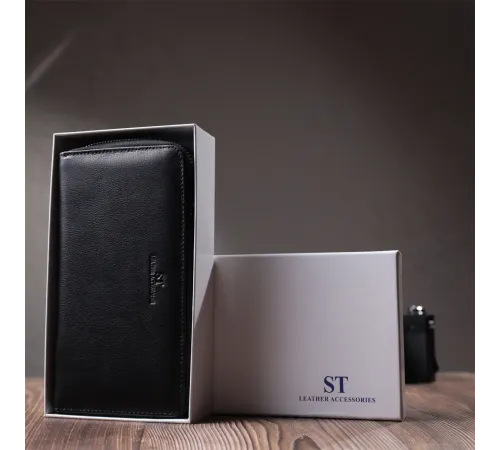 Стильний чоловічий клатч на два відділення із натуральної шкіри ST Leather 22700 Чорний