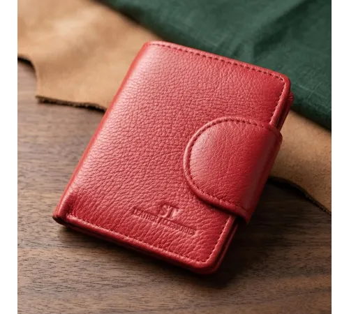 Вертикальний гаманець для яскравих жінок із натуральної шкіри ST Leather 22702 Червоний