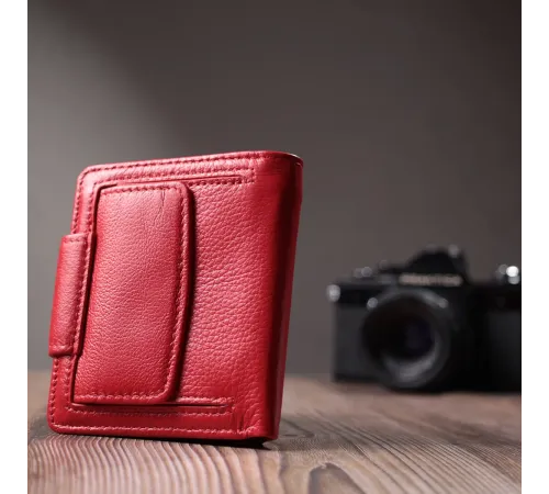 Вертикальний гаманець для яскравих жінок із натуральної шкіри ST Leather 22702 Червоний
