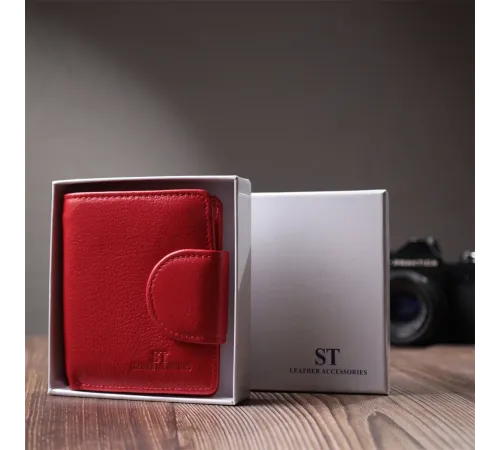 Вертикальний гаманець для яскравих жінок із натуральної шкіри ST Leather 22702 Червоний