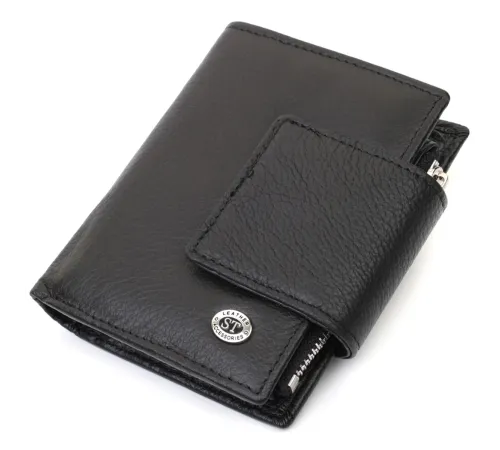 Вертикальний гаманець для жінок із натуральної шкіри ST Leather 22703 Чорний